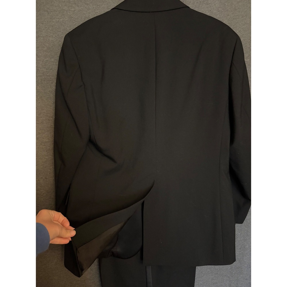 Nordstrom Black 2 Piece Tuxedo 41R 36 wool Suit Notch Lapel Satin Formal Wedding - Picture 7 of 16